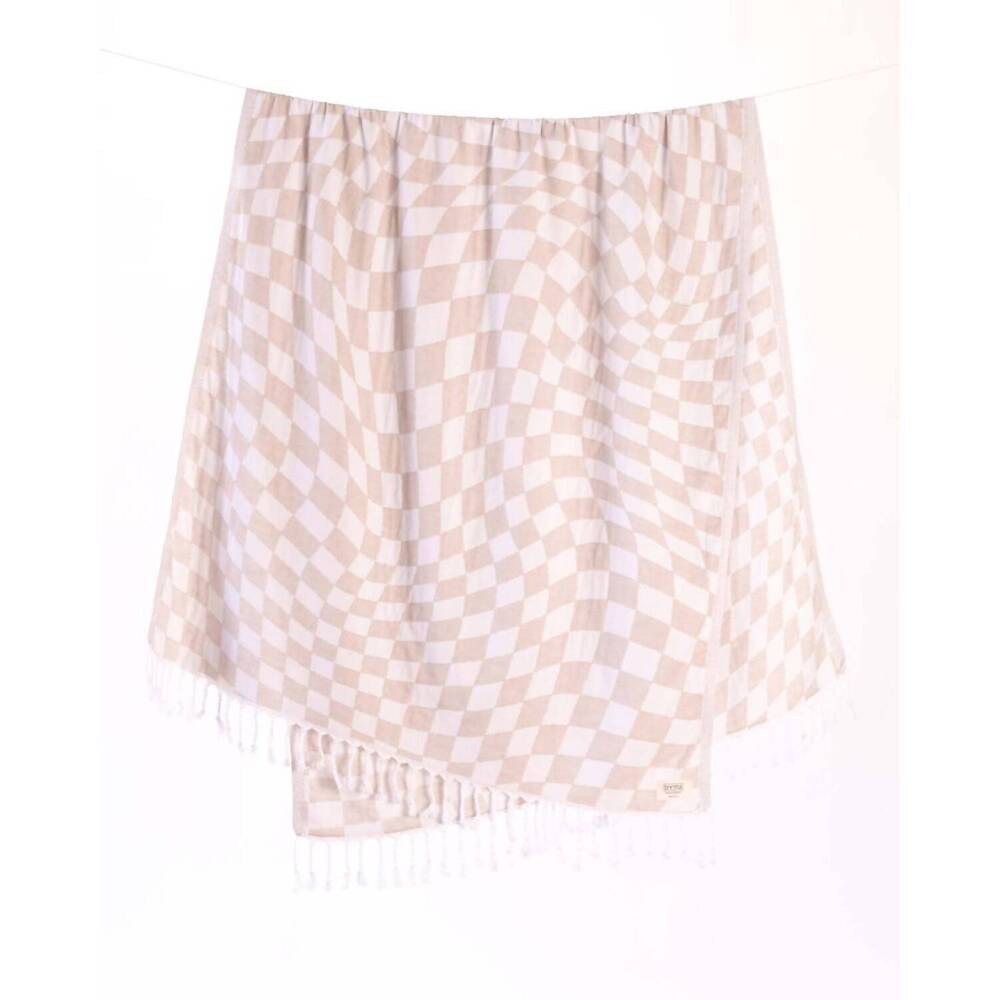 NEW TEEMA TOWELS turkish towel in tan checkmate